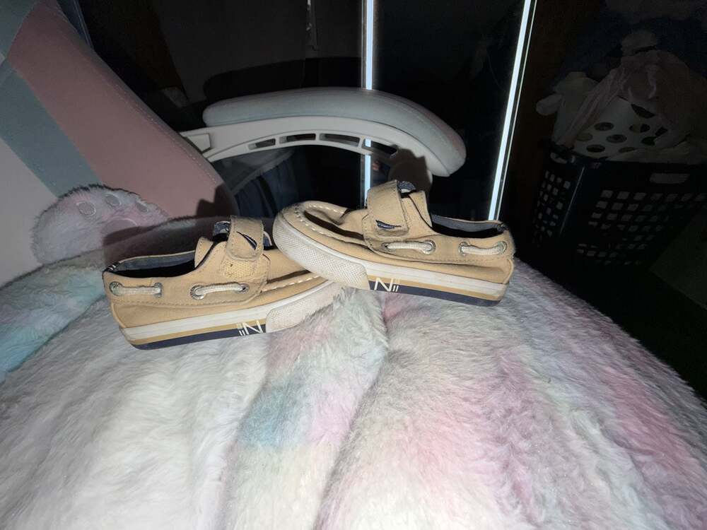 Nautica Little River Toddler Boys Tan Canvas Boat Shoes Size 7